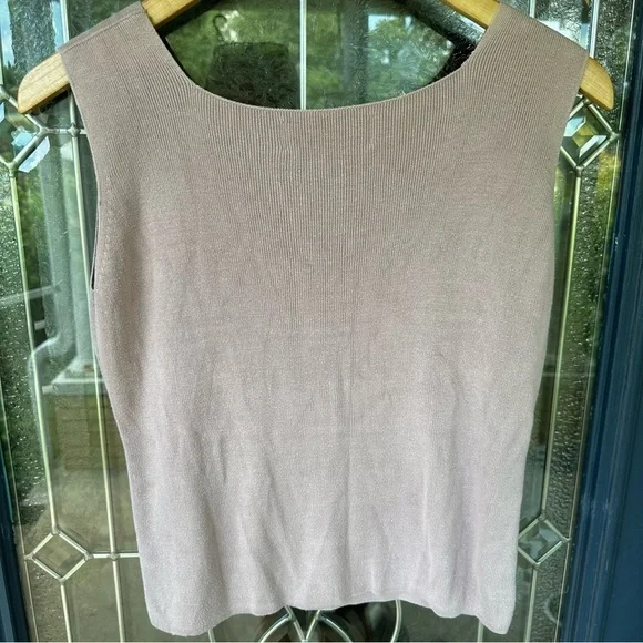 Joseph A. Vintage 100% silk cropped ribbed lavender purple tank top medium - Picture 5 of 5